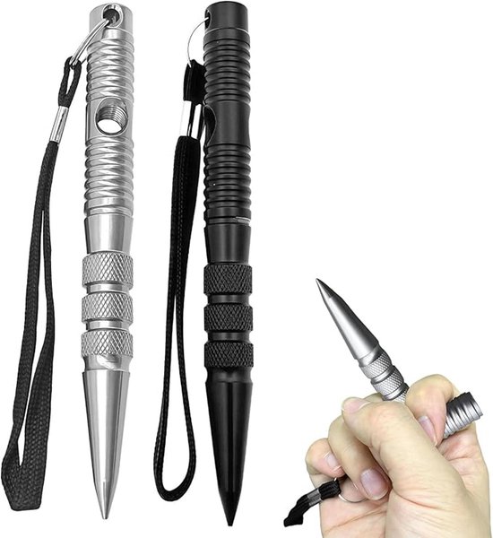 OLOEY 2 stuks tactische pen - met T-handgreep - afneembaar ontwerp - multifunctioneel hulpmiddel voor zelfverdediging - geschikt voor buitenreizen - persoonlijke bescherming - overleven in het wild van Merkloos	