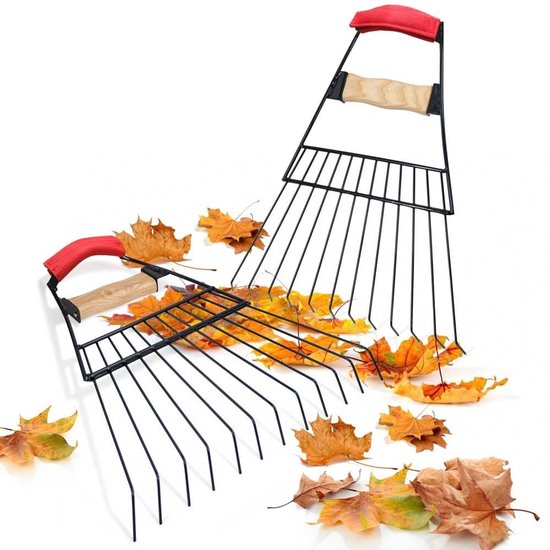 Omgoods- Bladschep Robuust Staal - Grote Bladgrijper - Bladgrijper met Steel - Tuinopruiming - 42 x 35,5 cm - Lichtgewicht 1,0 kg