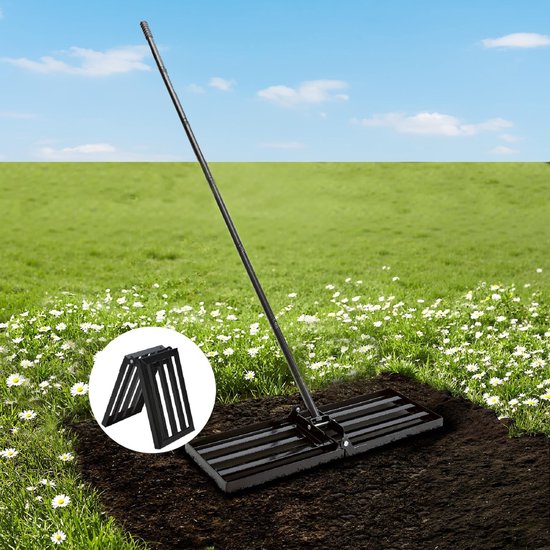 Omgoods - Heavy Duty Gazon Nivellering Hark - Met Opvouwbare Plaat
