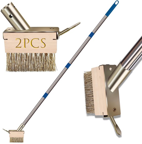 Omgoods- Onkruidverdelger Handmatig - Onkruid Borstelkoppen - Spleetwieden Tool - Mos Verwijderaar - Hoogwaardig Messing Geplateerd Staal - 64,9 Inch Handvat - Spleetwieder