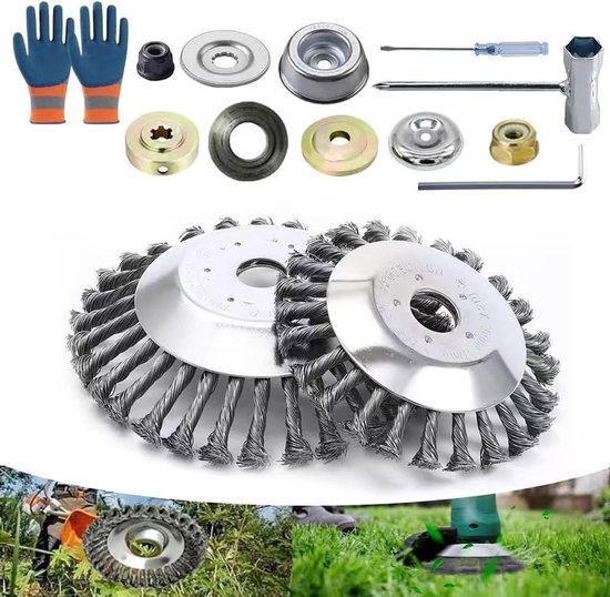 Omgoods - Set van 2 Borstels voor Grasmaaiers 6+8 Inch