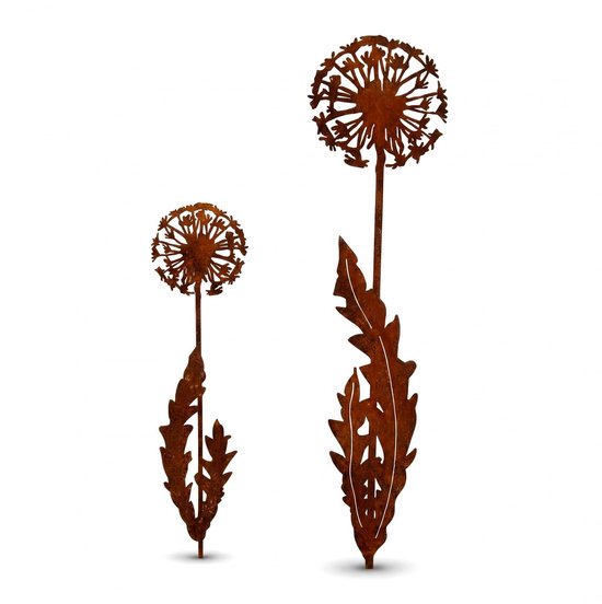 Omgoods - Set van 2 Roestbestendige Tuindecoraties met Paardenbloemen