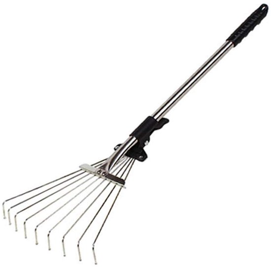 Omgoods - Verstelbare Tuinbladhark - Multi-getande Metalen Hark - Telescopisch Tuingereedschap - Diverse Kleuren - Voor Gazon en Tuin - Lichtgewich...