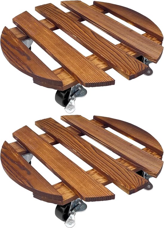 Onderzetters met wieltjes, plantenstandaard voor buiten, balkonbak, onderzetter met wieltjes, plantenstandaard op wieltjes, trolley voor bloempotten, draagvermogen 80 kg van Merkloos	