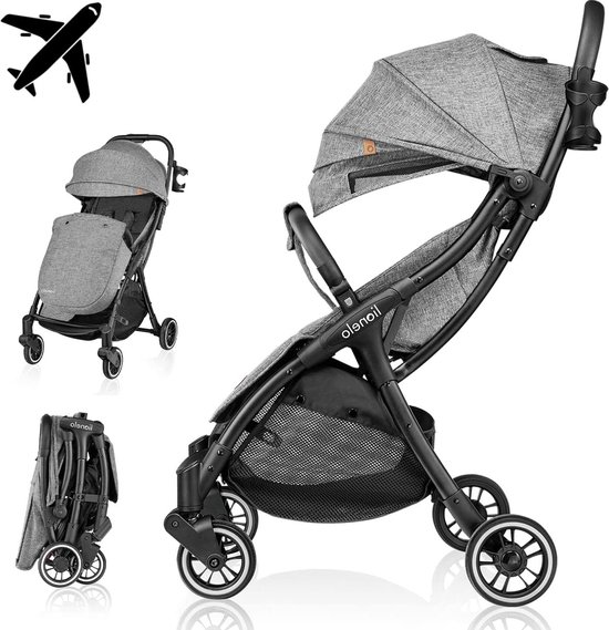 One Kinderwagen 0-4 jaar/22kg Licht Opvouwbaar Rugleuningverstelling Voetenzak Klamboe Tas - Wielen met Schokdempers Duo kinderwagen van One