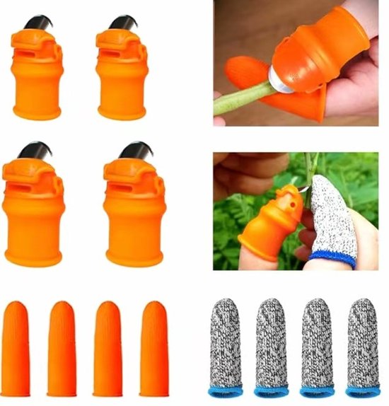Oneay 12-delige siliconen duimmes snoeiset, siliconen duimmes oogstgereedschap, vingermes voor het snoeien van planten, fruit en groenten, tuingereedschap met vingerbescherming van Merkloos	