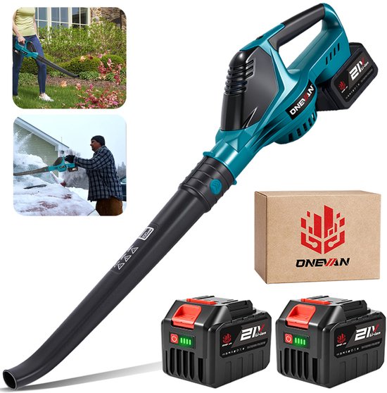 ONEVAN Accu Bladblazer - 220 km/u - Elektrische Bladblazer - met 2×6,0Ah Accu - Brushless - voor tuin, bladeren, stof en sneeuw