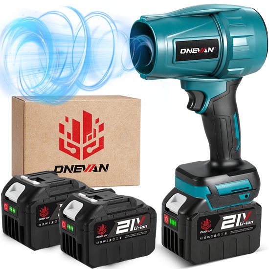 ONEVAN Accu Bladblazer - 256 m/s - Elektrische Bladblazer - met 2×4.5Ah Batterijen - Lichtgewicht Turbo Jet Blazer - voor Tuinonderhoud, Oprit, Bladeren, Stof en Sneeuw