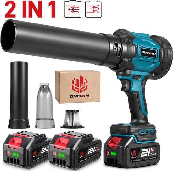 ONEVAN Accu Bladblazer - Stofzuiger - 2-in-1 - luchtsnelheid 350 km/u - Borstelloze Bladblazer - Handstofzuiger - Draagbare Stofblazer - voor Bladeren en Tuinafval, Auto van ONEVAN