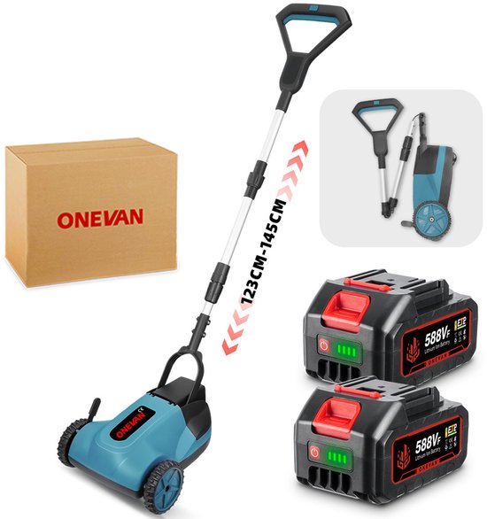 ONEVAN Accu Grasmaaier - Grastrimmer - Kantenmaaier - Bosmaaier Met 2x 3.0 AH Accus en Lader - Borstelloze Motor - voor grastrimmers en struiken van Merkloos	