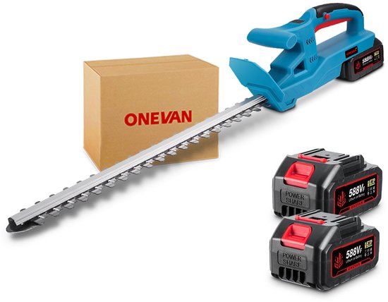 ONEVAN Accu Heggenschaar - Snoeilengte 51cm - Elektrische Heggenschaar - met 2 x Accu’s en Oplader - Borstelloze Heggenschaar - voor tuin, struiken en randplanten van Merkloos	
