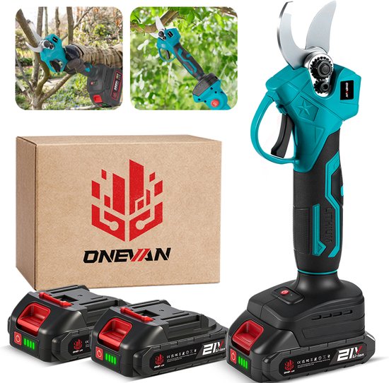 ONEVAN Elektrische Snoeischaar - 21V Snoeischaar - 30mm Snijdiameter - Borstelloze Heggenschaar - SK5 koolstofstaal - met 2 x accu's - Voor Boomgaard, Tuin, Boerderij, Park, Tuinieren van Merkloos	