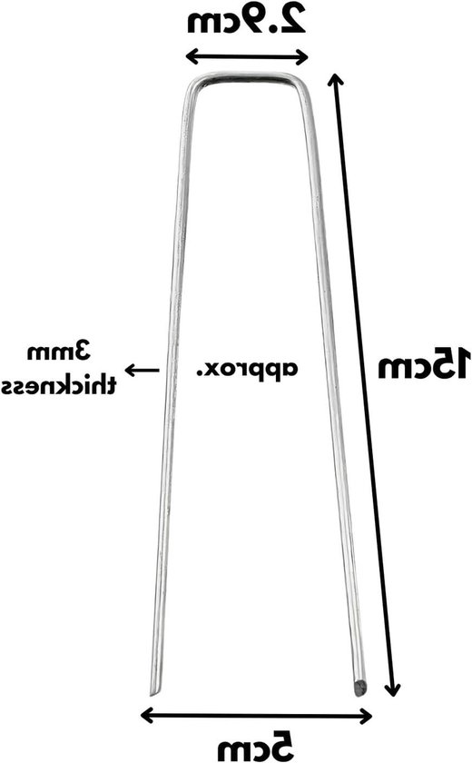 Onkruid Stof Beveiliging - Gegalvaniseerde Haringen - Tuin Grond Vastzetten - U Vorm Stabiliteit - 50 Stuks 150mm - Zilver van Merkloos	