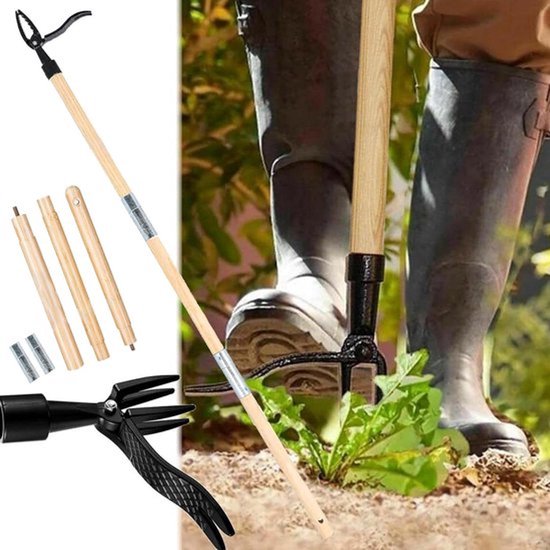 Onkruid Trekker Stand Up Handgereedschap - 4-Klauw Onkruid Trekker en Wortelverwijderaar - 3-Traps Verstelbare - Onkruidverwijderaar