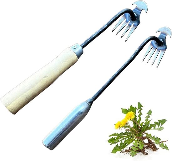 Onkruid Verwijderaar - Worteltrekker Tuin - Tuinonderhoud Vereenvoudigen - 4-Tand Ontwerp - Ergonomisch Handvat - Metaal