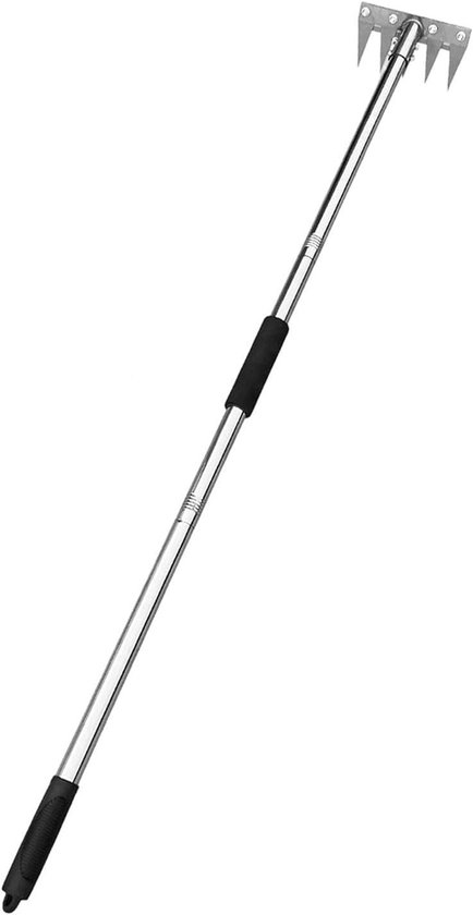 Onkruid wieden hark - Onkruidtrekker tool - Tuin onderhoud - Roestvrijstalen schoffel - 5 tanden - Zilver