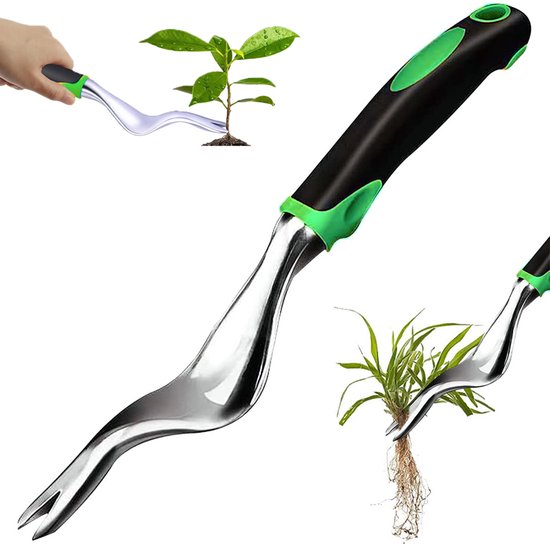 Onkruidbestrijding - ontkruidtrekker - onkruidtrekker met steel - Onkruidmes - onkruidkrabber - Onkruidverwijderaar - Worteltrekker - Onkruidverwijderaar - met rubberen handgreep - Lengte 29,5 cm - Geschikt voor het wieden van onkruid in de tuin
