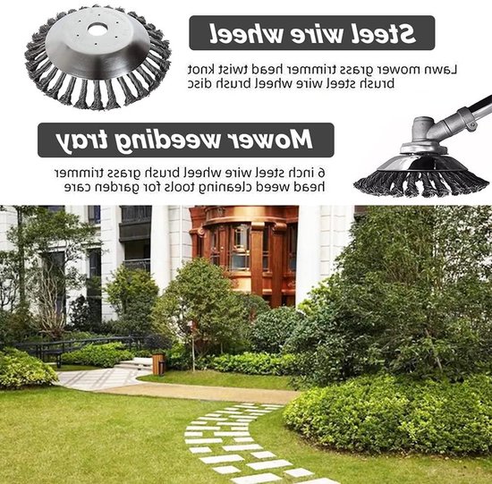 Onkruidborstel 150 x 254 mm - Effectief onkruid en mos verwijderen met 4 adapters - Twist wildkruidborstel (15 cm) . van Merkloos	