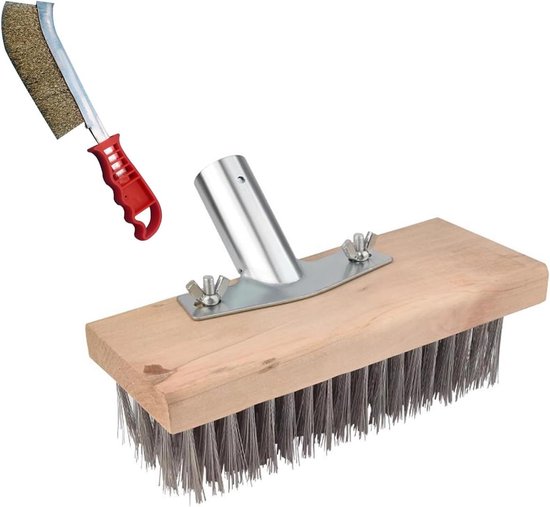 Onkruidborstel 20 cm - Roestvrij staaldraad - Vloerreinigingsbezem - Metaal - Tuin - Tuingmos - Hardnekkige vlekken van Bellson