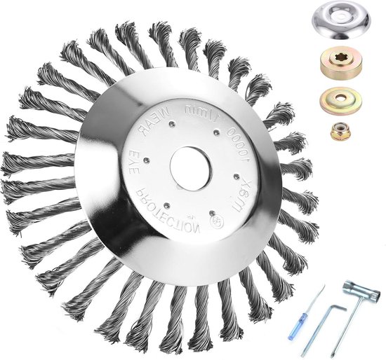 Onkruidborstel 200-x-254-mm-boring voor professionele bosmaaier - onkruidborstel voor voegenborstel - ronde borstels voor onkruidtrimmer - voor tuin en bestrating Onkruidborstel
