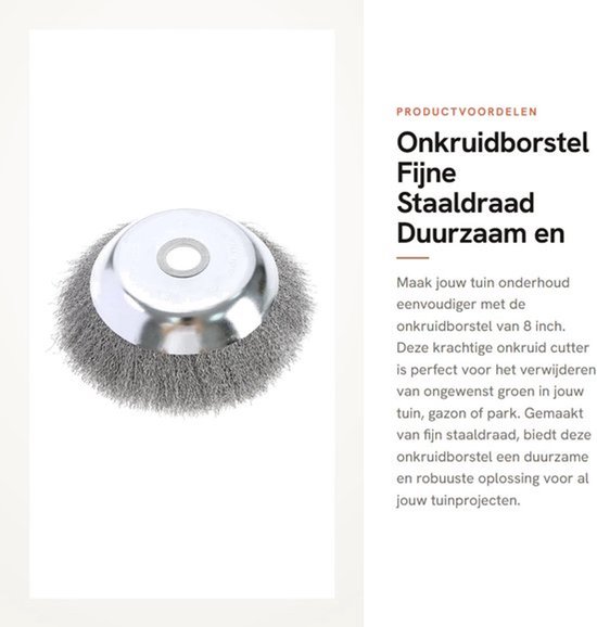 Onkruidborstel 8 Inch - Onkruidborstel Machine - Stalen Borstel - Tuin Gereedschap - Bosmaaier Accessoire - Duurzaam Materiaal - Onkruidcutter