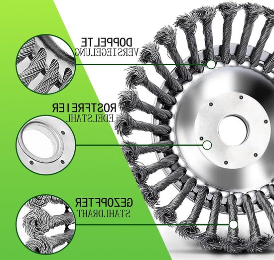 Onkruidborstel bosmaaier - 3 stuks - verwijderen van onkruid - draadborstel - 150 x 254 mm - ronde borstel - wildkruid - voegenborstel van Merkloos	