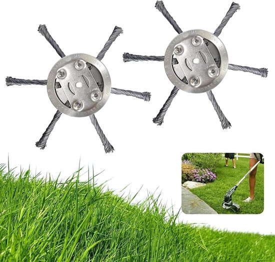 Onkruidborstel bosmaaier - set van 2 - staaldraad trimmerkop - inclusief montageaccessoires - zilver