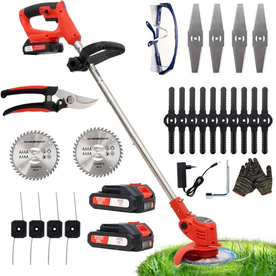 Onkruidborstel Electrisch - Onkruidborstel Machine - Voegenborstel – Bosmaaier Set – Kantenmaaier - Onkruidverdelger - Grastrimmer Met Accu - Incl: Accu, Zaagbladen, Messen En Oplader van Merkloos	
