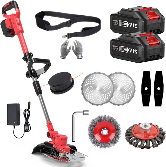 Onkruidborstel Electrisch - Onkruidborstel Machine - Voegenborstel - Bosmaaier Set - Kantenmaaier - Onkruidverdelger - Grastrimmer Met Accu - Incl: Accu, Zaagbladen, Messen En Oplader van Merkloos	