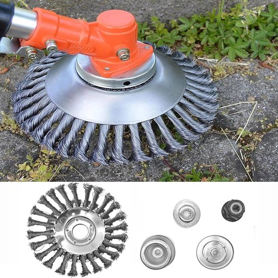 Onkruidborstel - Gras trimmer - Tuinonderhoud - Stalen draad - 150 mm - Zilver