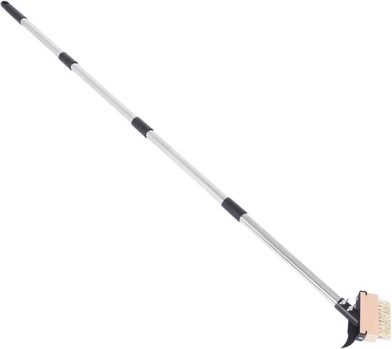 Onkruidborstel Lange Steel - Terrasreiniger Veegborstel - Oprit Reinigen - Roestvrijstalen Borstelharen - 160 cm Lengte - Zwart