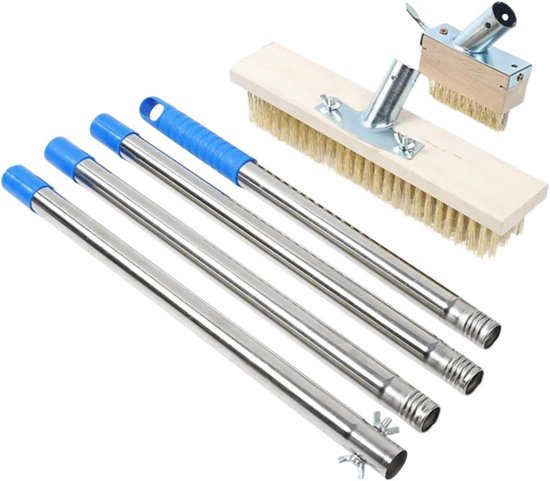 Onkruidborstel Lange Steel - Tuingereedschap Reiniger - Terras Reinigen - Messing Draad & Schraper - 120 cm - Geel