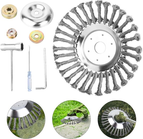 Onkruidborstel met 6 inch diameter, roestvrij staal, professioneel gereedschap voor bosmaaier, draadborstel, accessoires voor wieden - Ø 25,4 mm van Merkloos	