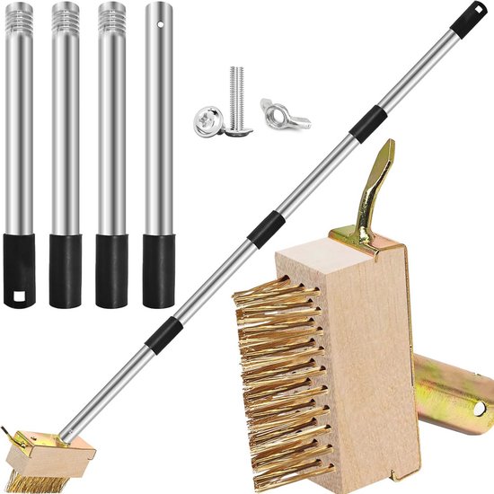 Onkruidborstel met roestvrijstalen steel en schuine staaldraadborstels voor het verwijderen van mos van Kinzo