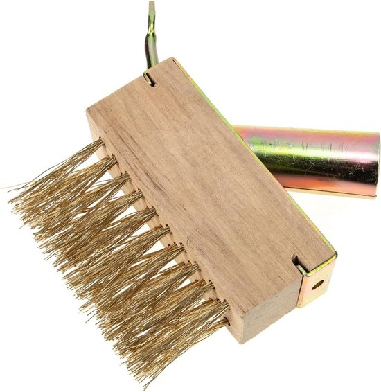 Onkruidborstel - Mosverwijderaar Voegenreiniger - Terrassen Reinigen - Sterke Koperen Borstels - 14 x 13 x 3.5 cm - Khaki