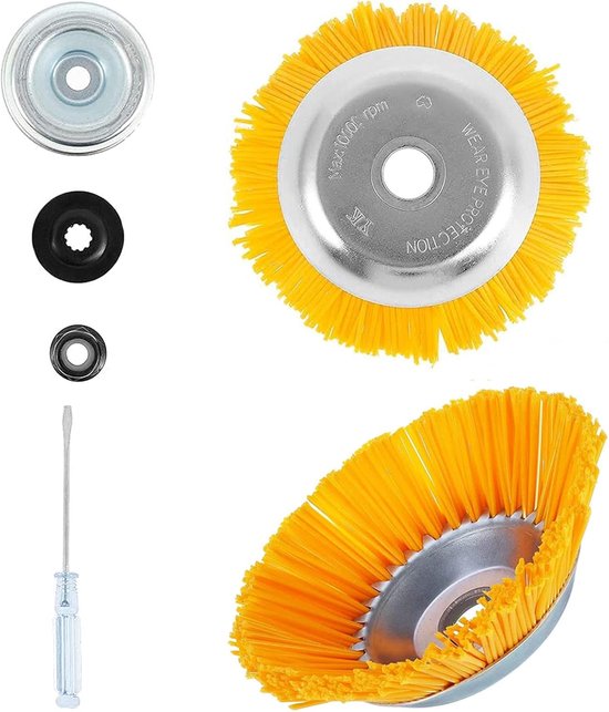 Onkruidborstel Nylon - Wildkruidborstel Trimmerkop - Terras Reinigen - Hoge Stabiliteit - 254 mm Boring - Geel van Merkloos	