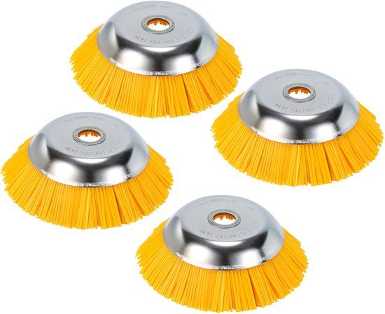 onkruidborstel per 25,4x200mm 8 zoll Nylon - Set van 4 borstels max. toerental 3750 U/min - onkruid verwijderen - onkruidverwijderaar - tuingereedschap - onkruidborstel bosmaaier - opzetstuk van Merkloos	
