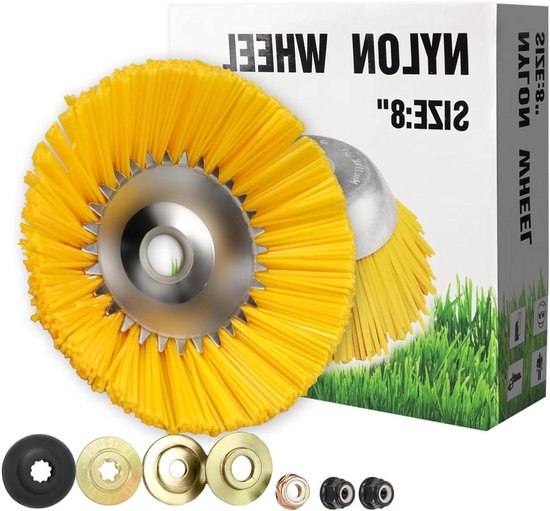 Onkruidborstel Set - Maaiersborstel Grasmaaier - Onkruid Verwijderen - Vonkvrij Nylon - 200 mm - Zilverkleurig
