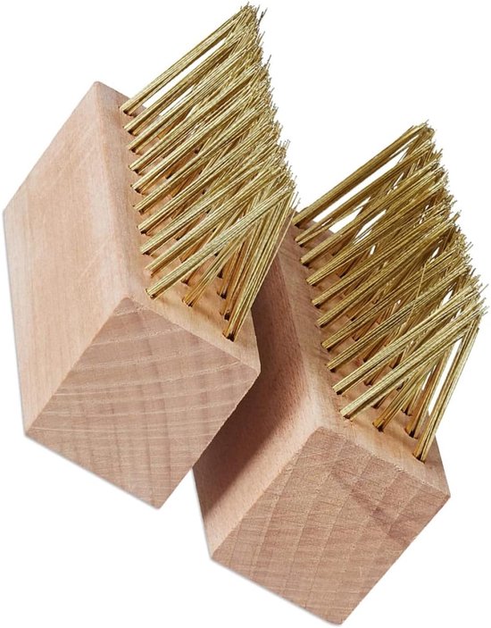 Onkruidborstel Set - Mosverwijderaar Bestrating - Terras Reinigen - Stalen Borstelharen - 2 Stuks van Merkloos	