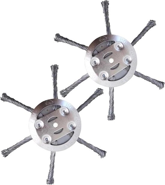 Onkruidborstel Set - Trimmer Opzetstuk - Tuinonderhoud - Duurzaam Staaldraad - 2 Stuks 5mm - Zilver