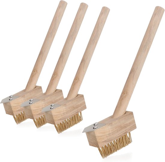 Onkruidborstel Set - Voegenborstel Staal - Terras Reinigen - Met Krabtip - 4 Stuks - Hout Staal van Merkloos	