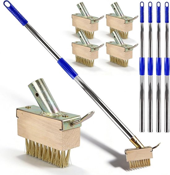 Onkruidborstel Set - Voegenkrabber - Terrassen Reinigen - Houten Handvat 150cm - 4 Stuks - Niet Gespecificeerd van Merkloos	