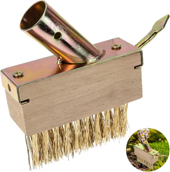 Onkruidborstel terrasblokken-bestrating wiedgereedschap koperdraadharen metalen schraper mosophoping reinigen . van Hozelock