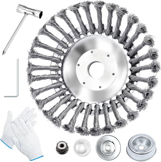 Onkruidborstel - Universele stalen ronde borstels - Voor bosmaaier - 200 x 254 mm - Accessoires - Onkruidtrimmer - Tuin - Draadborstel - Voegenborstel Onkruidborstel van Merkloos	