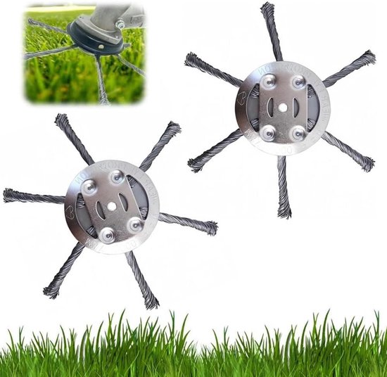 Onkruidborstel voor Bosmaaier 2 Stuks van Staaldraad | Bosmaaier | Grastrimmerkop | Professioneel Gereedschap voor Onkruidbestrijding van Merkloos	