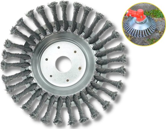 Onkruidborstel voor bosmaaier | 20 cm staalborstel | Universele Onkruidborstel Onkruidverwijderaar - Voegenborstel - Grastrimmer-Hoogwaardig staal - draad raakt niet snel kwijt van Merkloos	