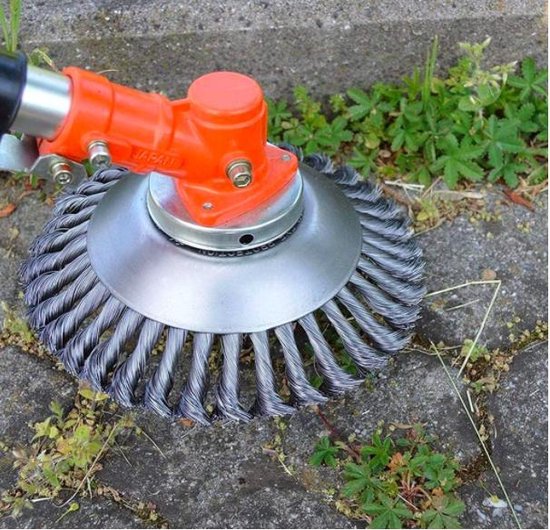 Onkruidborstel voor Bosmaaier Grastrimmer Ø20 CM Onkruid Verwijderaar - Opzetstuk - Tuingereedschap - 10.000 p/m van VONROC