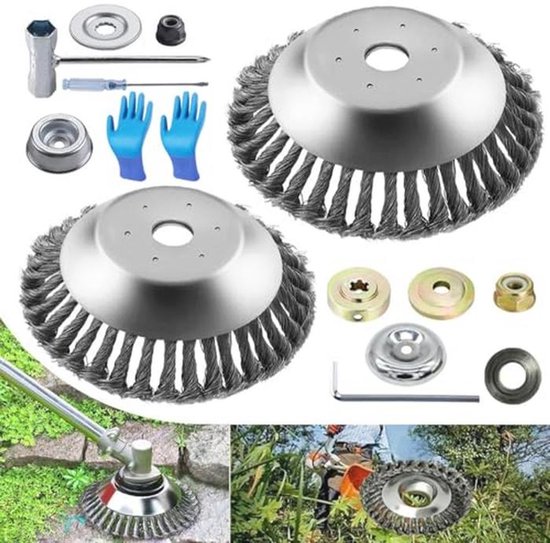 Onkruidborstel voor Bosmaaiers - Ronde Draadborstel - 15,2 cm + 20,3 cm van Merkloos	