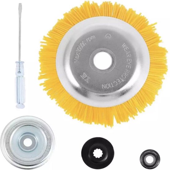 Onkruidborstel voor grasmaaier - onkruidverwijderaar - grastrimmer nylon - diameter 20cm - Complete set - onkruidverwijderaar - onkruidbestrijder van Merkloos	