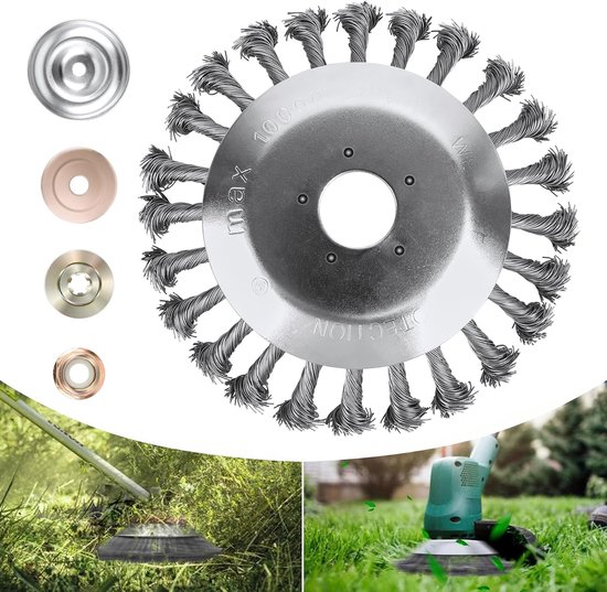 Onkruidborstel voor grastrimmer, 15 cm, professioneel, hoge stabiliteit, zeer robuust, eenvoudige montage van Merkloos	